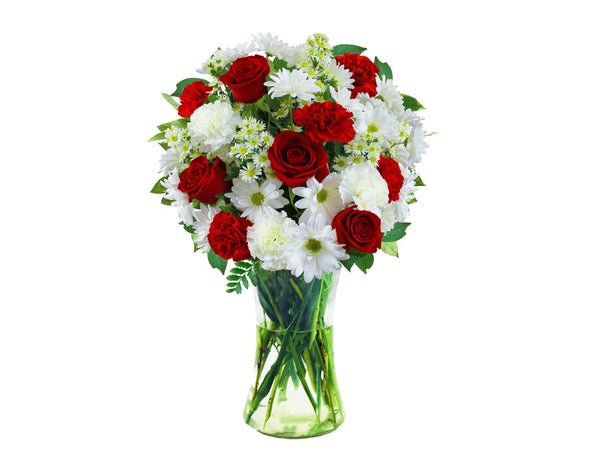 Red and White Sympathy Vase
