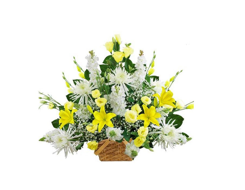 Traditional Yellow and White Sympathy Basket